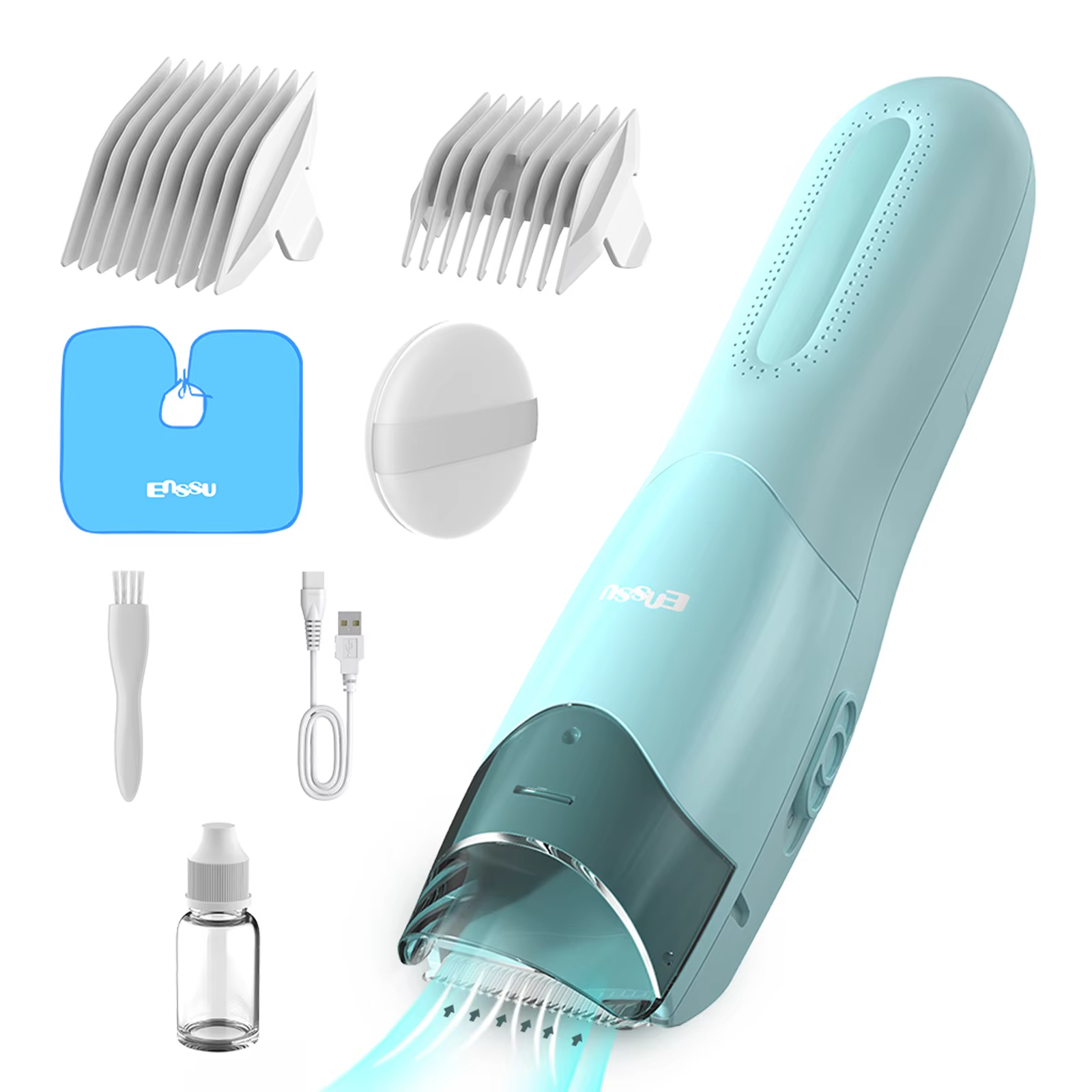 Tondeuse à cheveux pour enfants ENSSU – Aspirateur, sans fil et étanche, avec grand espace de rangement 