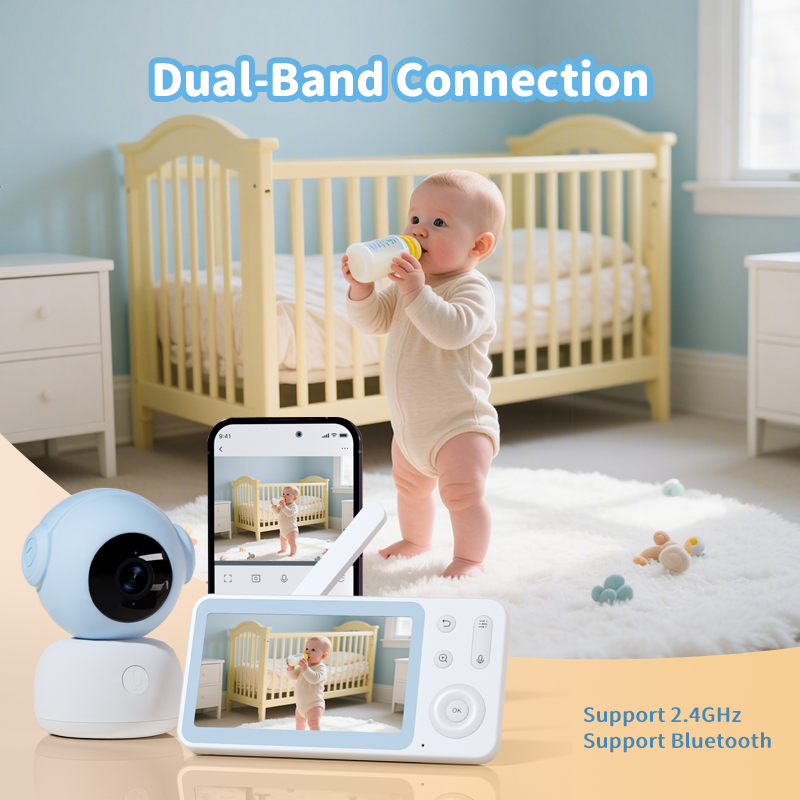 2K HD Smart Baby Monitor with App & Screen – AI Motion Detection, 360° Tracking, Night Vision & Two-Way Talk