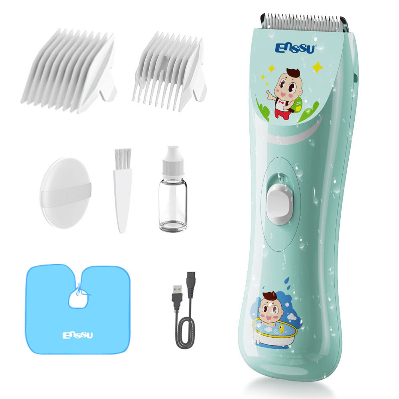 Tondeuse à cheveux pour enfants – Kit de coupe de cheveux silencieux et étanche pour bébés et nourrissons 