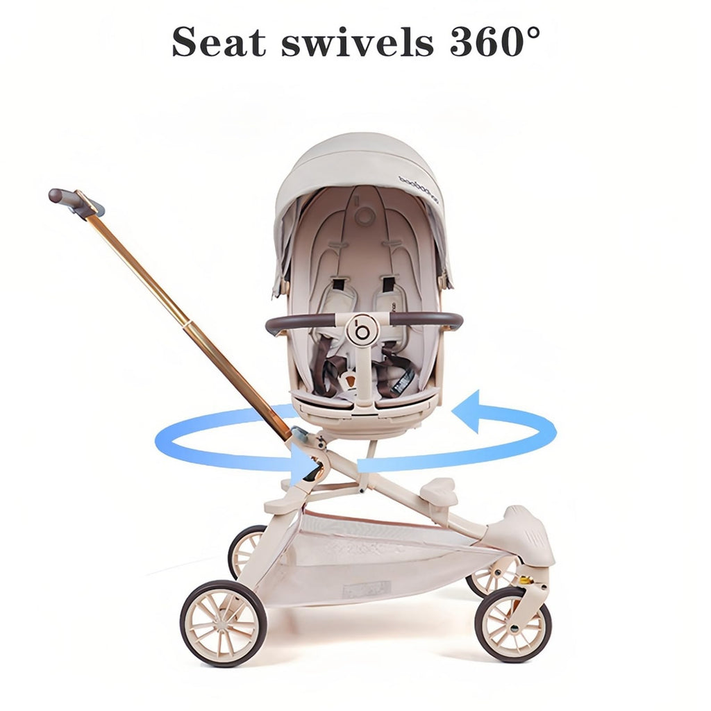 Lightweight Folding Stroller Wagon for Baby & Toddler Travel, 360° Reversible Seat, Adjustable Canopy with Storage Basket, Airplane-Friendly Compact Umbrella Stroller