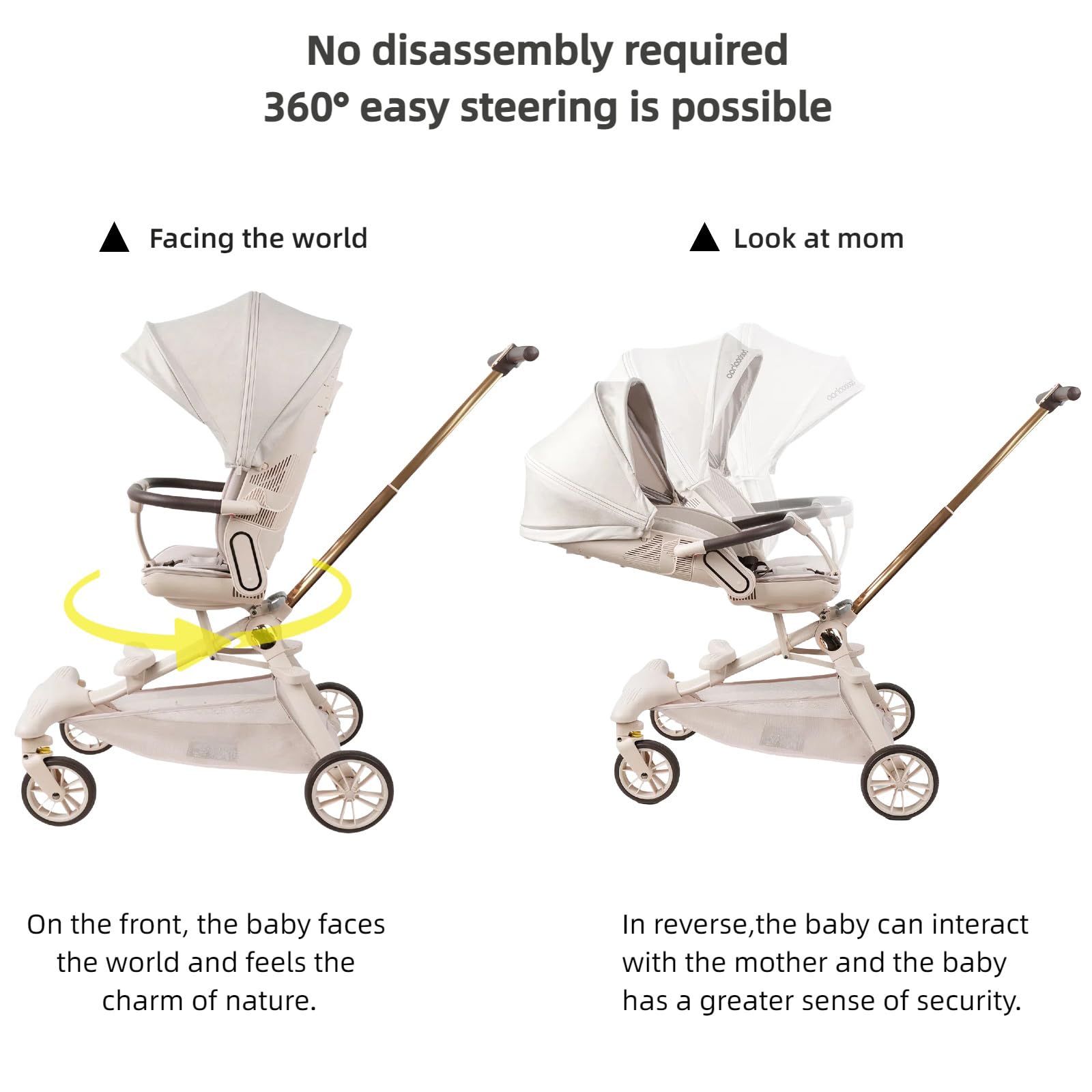 Lightweight Folding Stroller Wagon for Baby & Toddler Travel, 360° Reversible Seat, Adjustable Canopy with Storage Basket, Airplane-Friendly Compact Umbrella Stroller