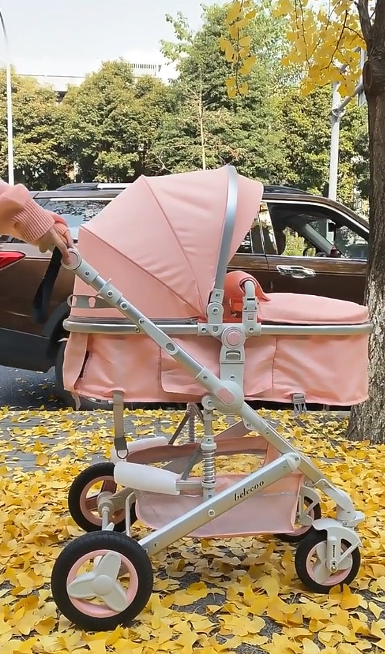 Poussette bébé 2 en 1 – Légère, pliable et à 4 roues 
