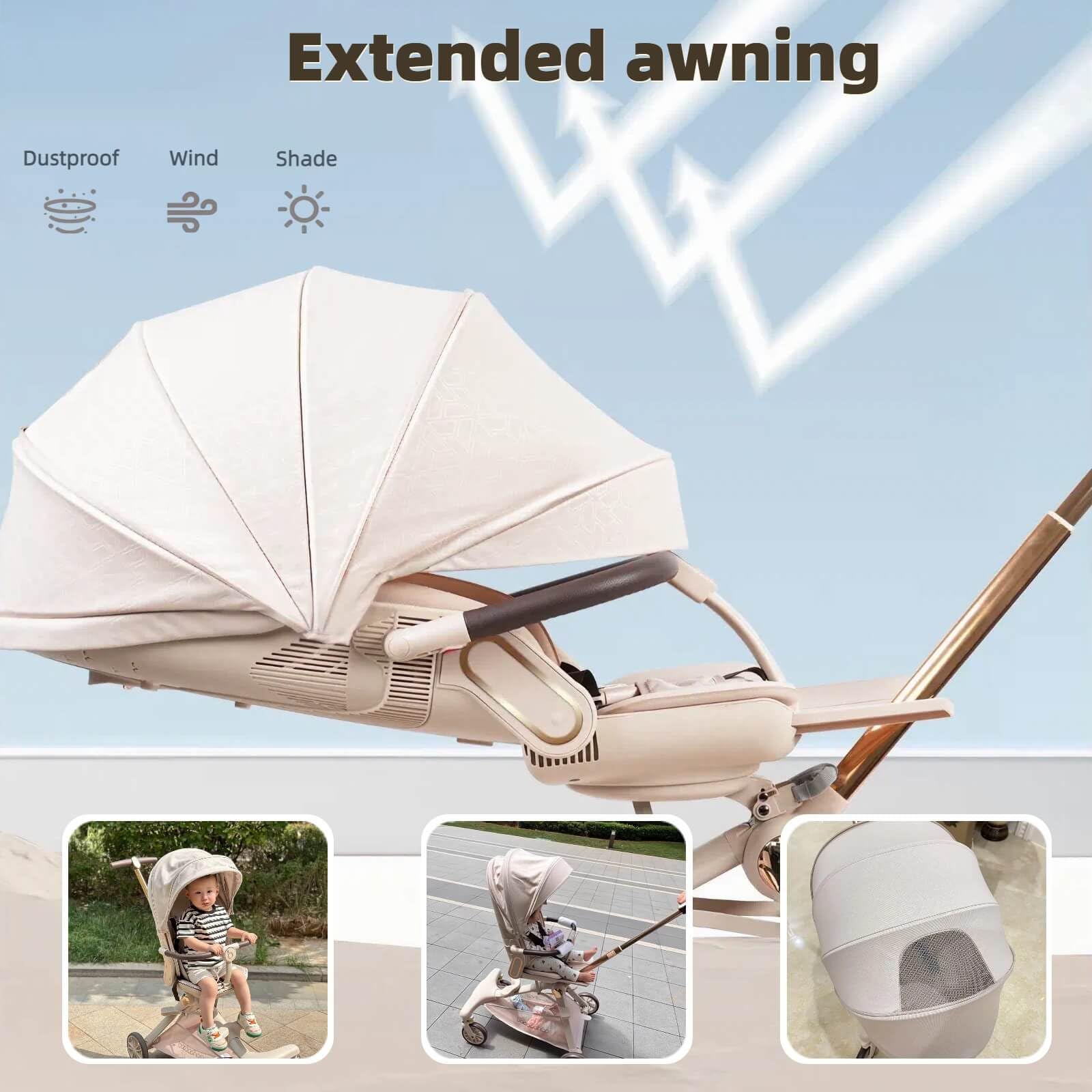 Lightweight Folding Stroller Wagon for Baby & Toddler Travel, 360° Reversible Seat, Adjustable Canopy with Storage Basket, Airplane-Friendly Compact Umbrella Stroller