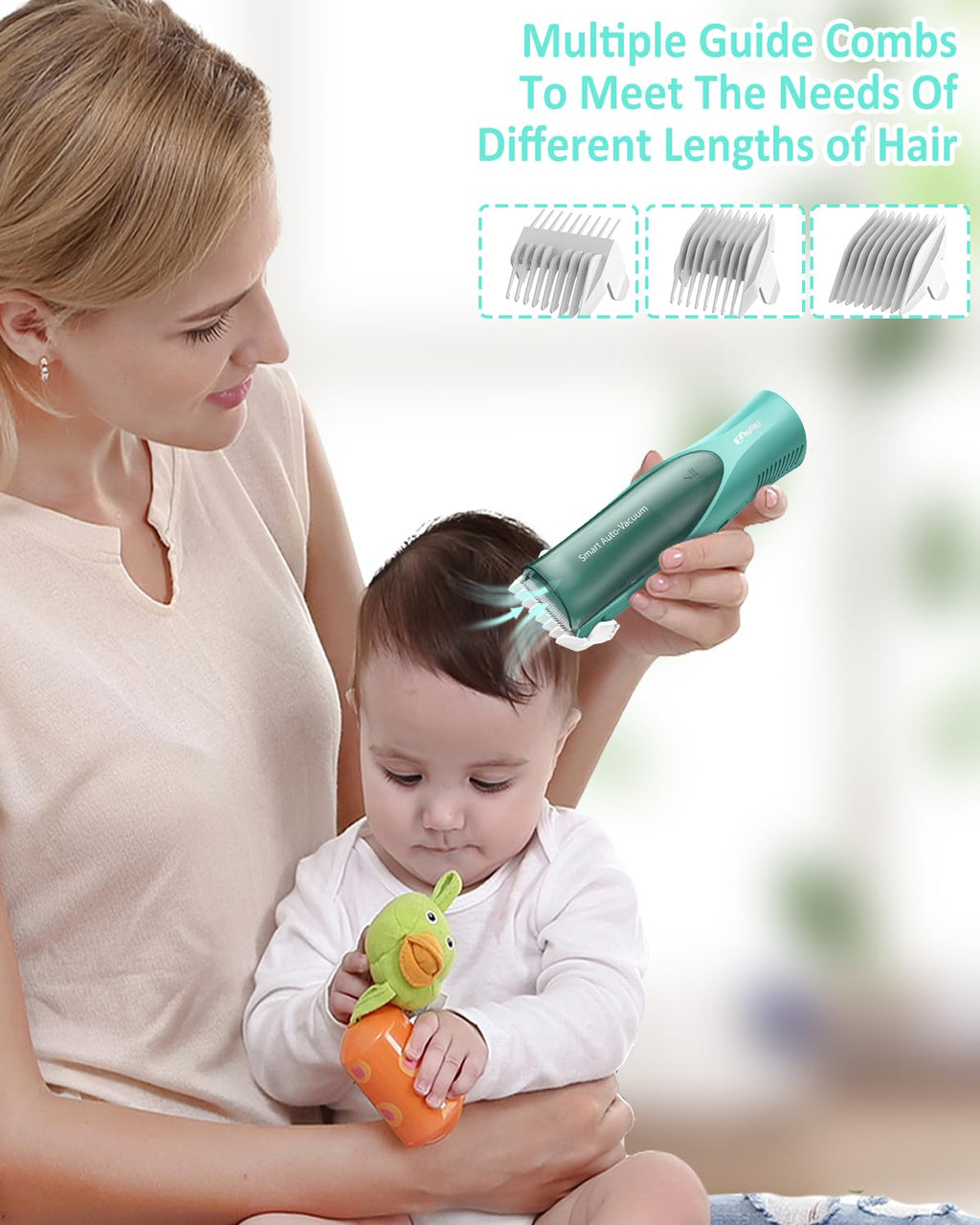 ENSSU Baby Hair Clipper,Vaccum Hair Clippers for Kids/Toddlers,Cordless Baby Hair Cutting Kit with Two Modes,Baby Hair Trimmer Haircut Machine in Large Hairs Storage Space,Rechargeable,Waterproof
