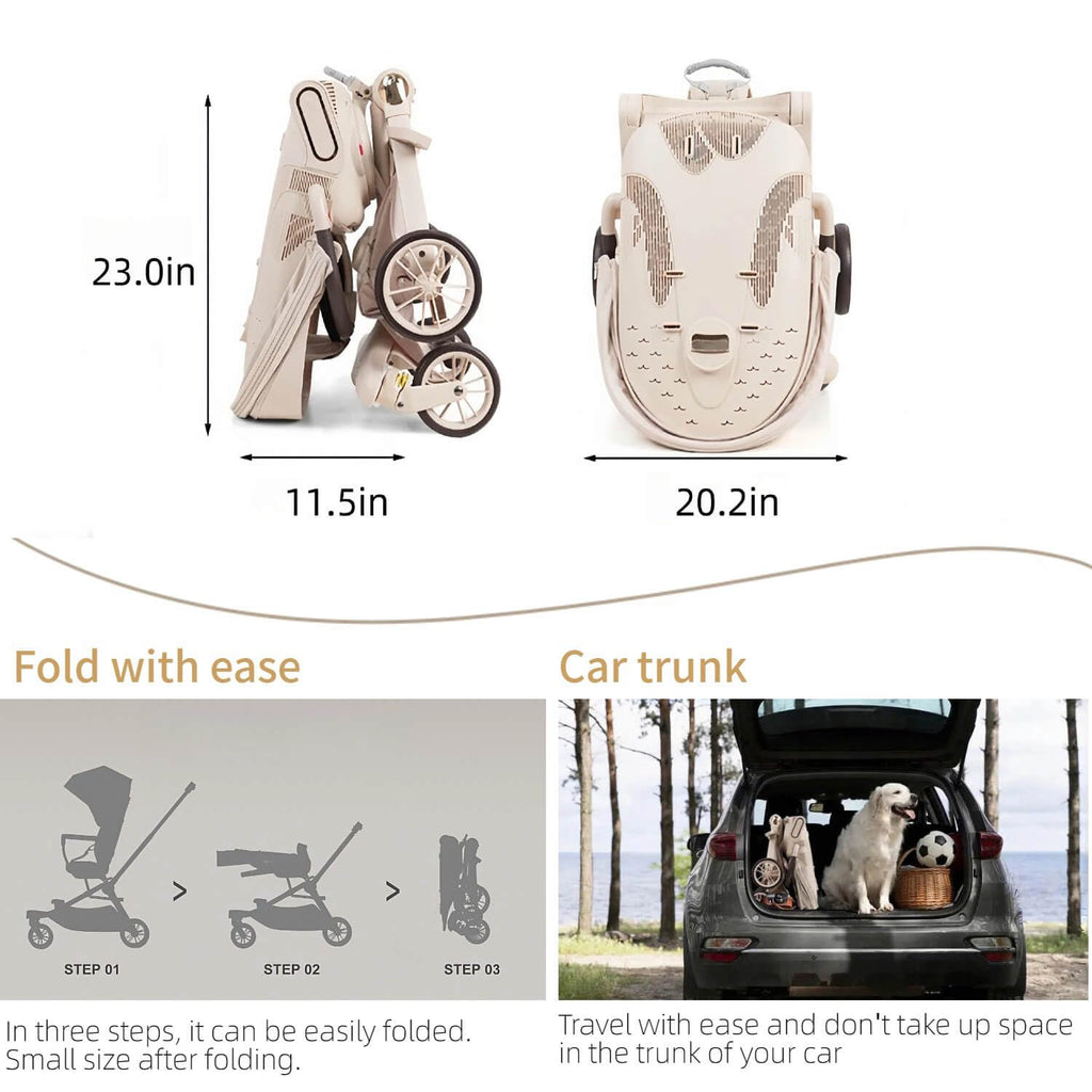 Lightweight Folding Stroller Wagon for Baby & Toddler Travel, 360° Reversible Seat, Adjustable Canopy with Storage Basket, Airplane-Friendly Compact Umbrella Stroller