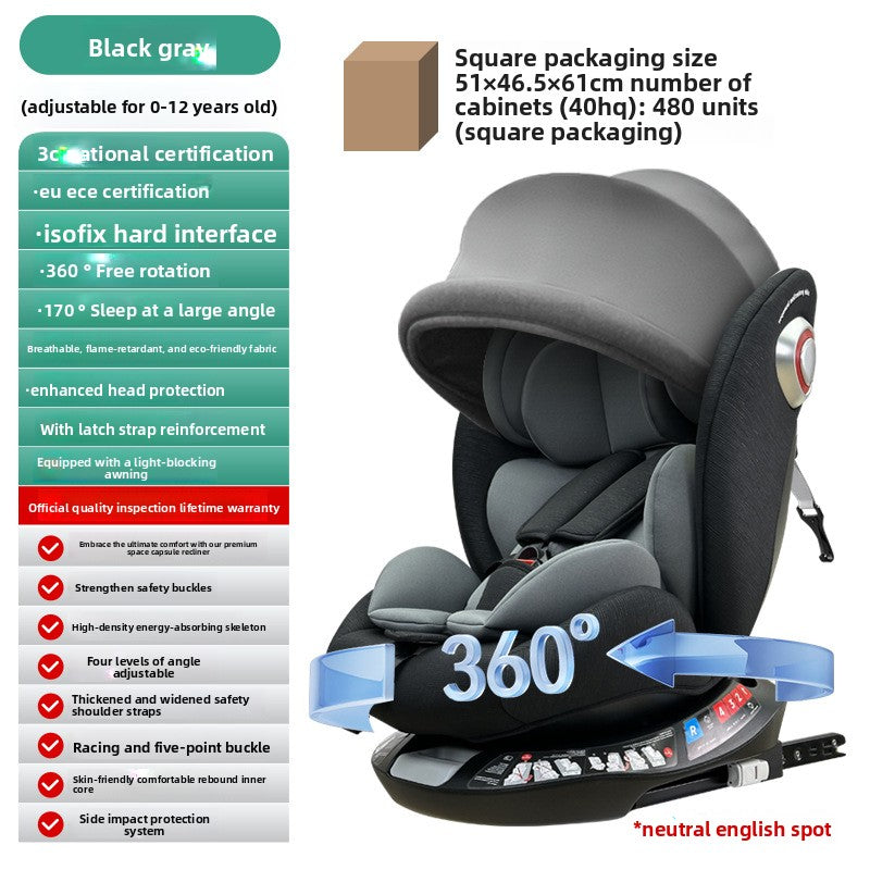 Baby Car Safety Seat for 0-12 Years Reclining & Sitting