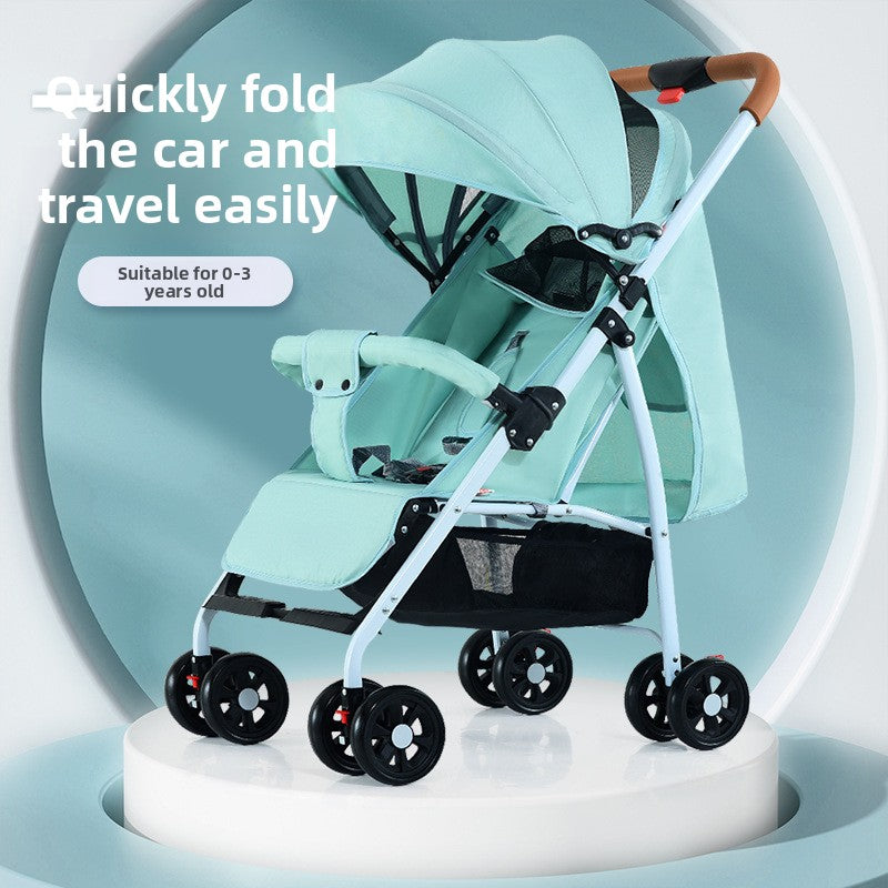 Poussette convertible pour bébé – Position assise et allongée, toit panoramique réversible, pliable, 4 roues avec suspension. 